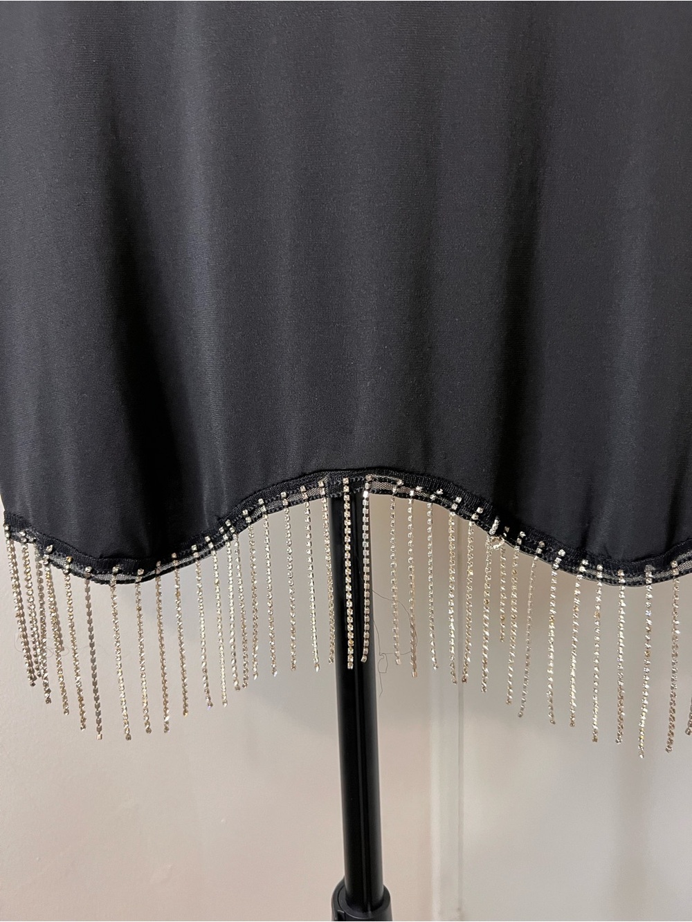 Black Cropped and Crystal Fringe Women's Stylish Top - Picture 3 of 4